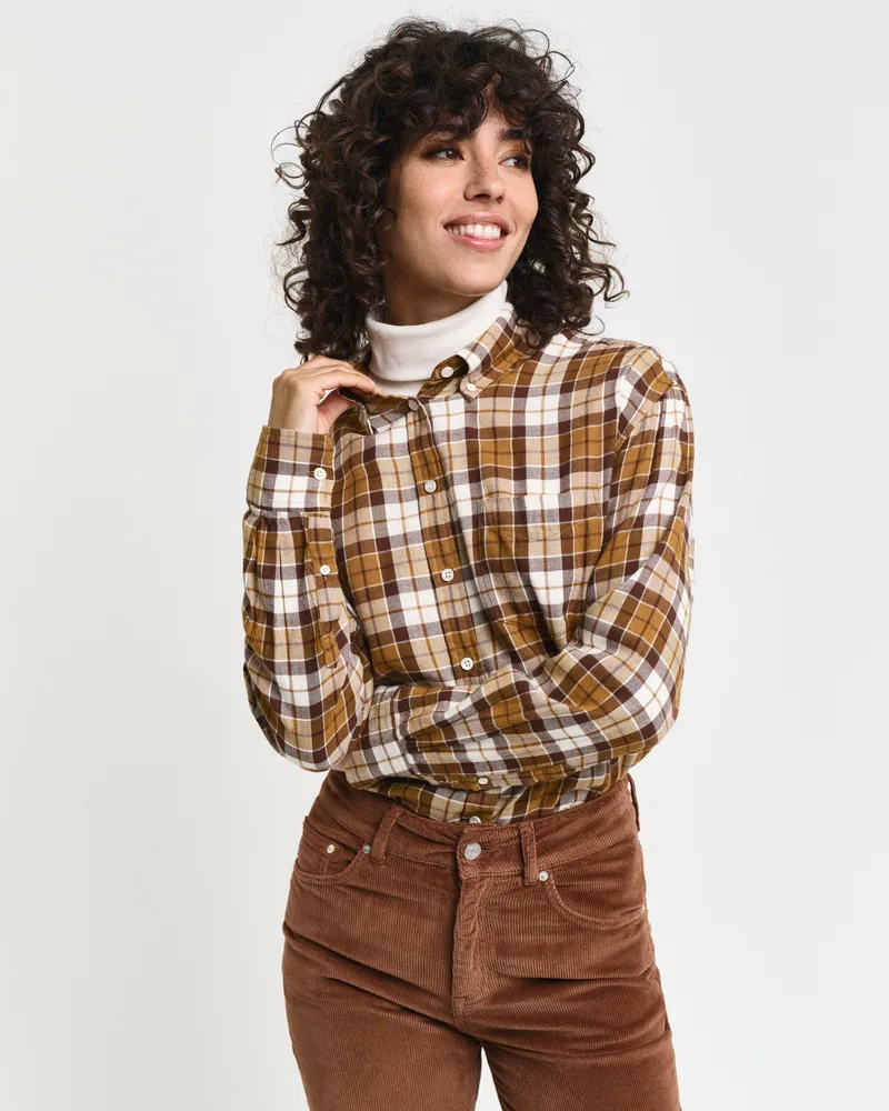 Gant Damen Relaxed Fit Flanellbluse mit Karomuster 