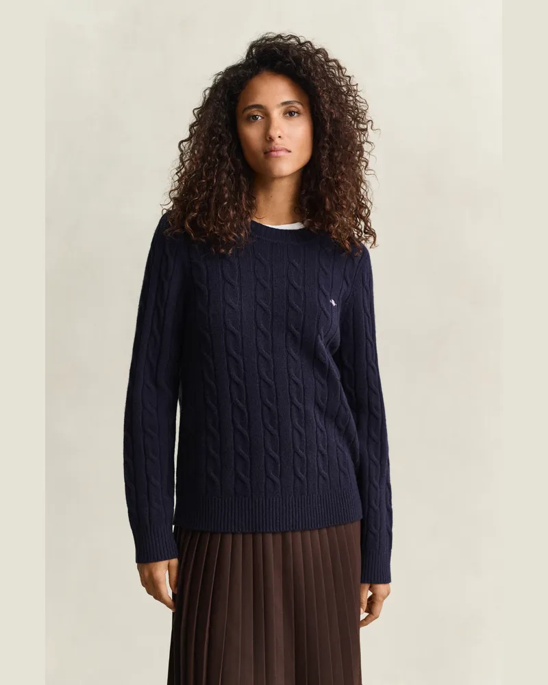 Gant Damen Zopfstrickpullover aus Lambswool EVENING Blau Evening
