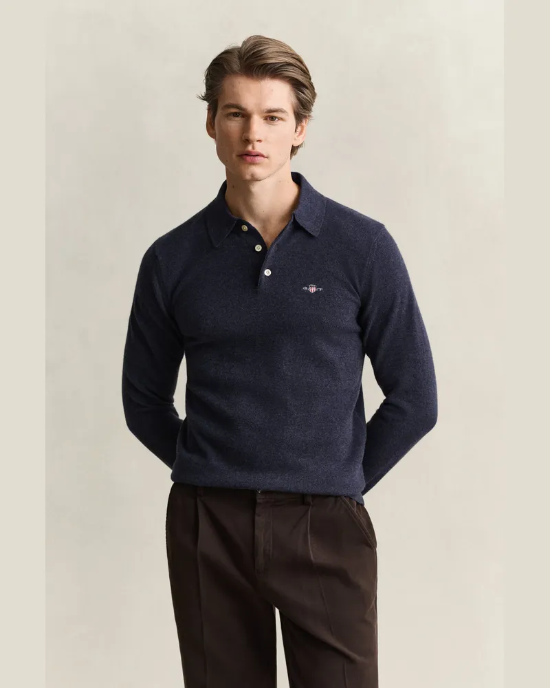 Gant Herren Superfine Lambswool Polopullover DARK NAVY MELANGE Dark