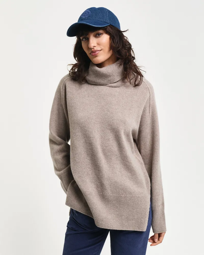 Gant Damen Herringbone Rollkragenpullover mit Detail 