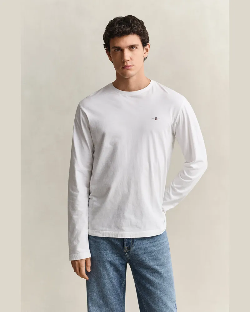 Gant Herren Shield Langarmshirt EGGSHELL Eggshell