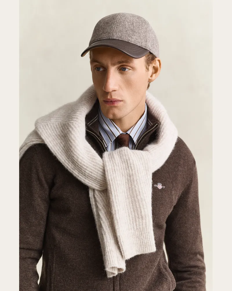 Gant Herren Cap aus Wollmix mit Lederschirm MIST TAUPE Mist
