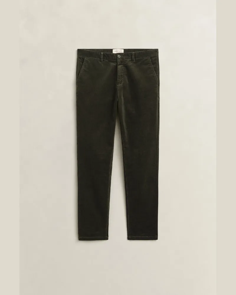 Gant Herren Slim Fit Cord Chinohose DARK MOSS Grün Dark