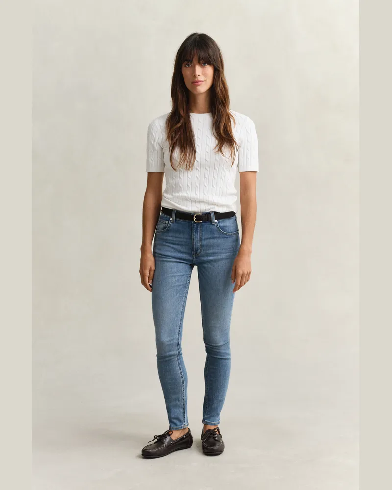 Gant Damen Skinny Stretch Jeans SEMI LIGHT Blau WORN IN Semi