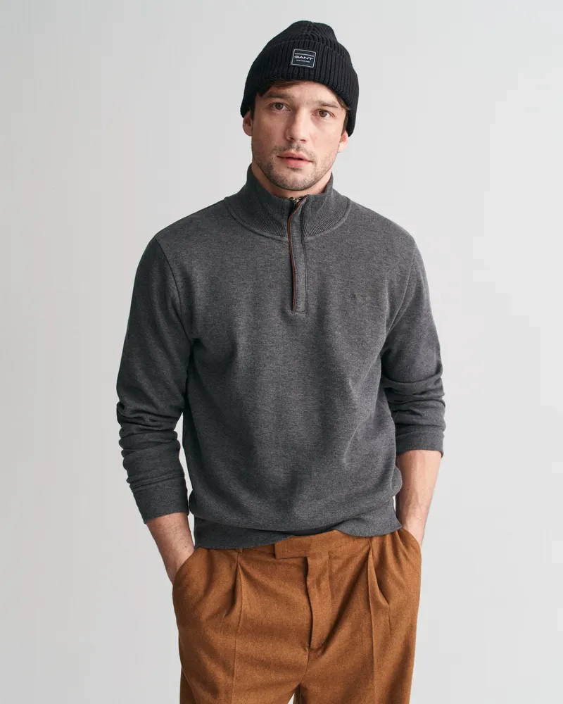 Gant Herren Sacker Rib Sweatshirt mit Reißverschlusskragen 