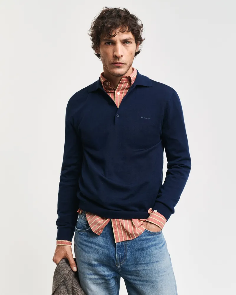 Gant Herren Polopullover aus extrafeiner Merinowolle 