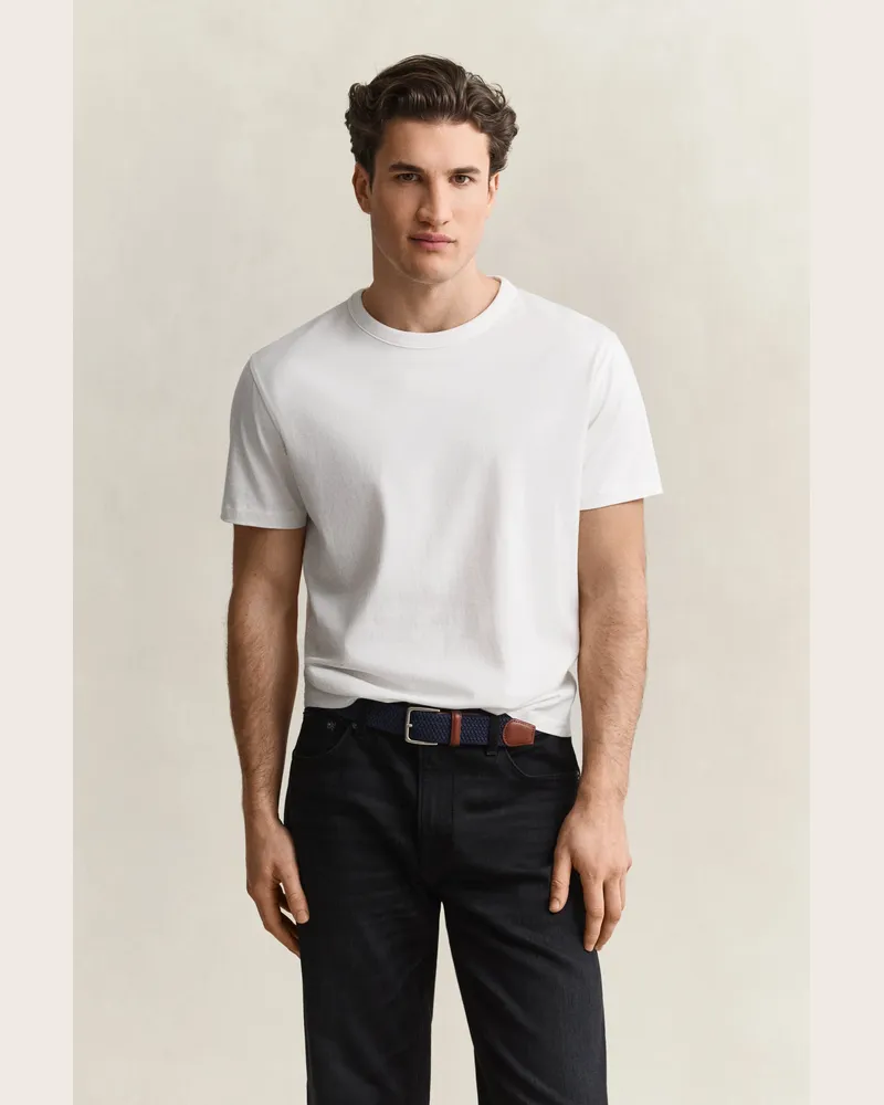 Gant Herren T-Shirt aus Pima-Baumwolle EGGSHELL Eggshell