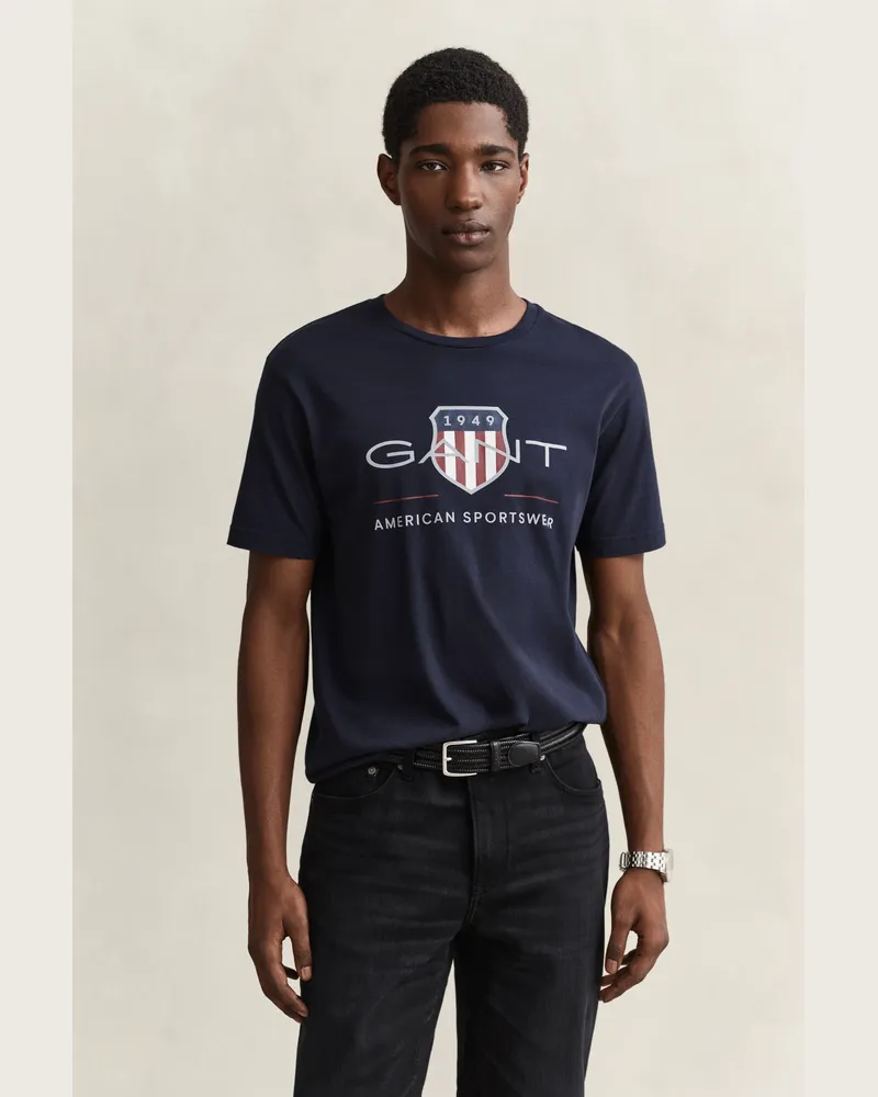 Gant Herren Archive Shield T-Shirt EVENING Blau Evening
