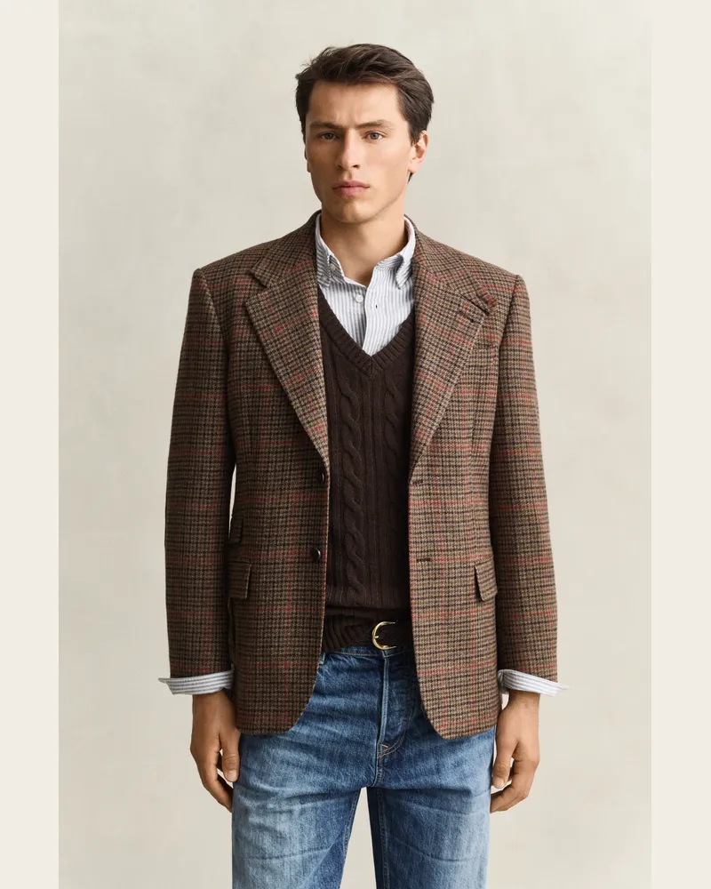 Gant Herren Sportsakko aus englischem Tweed SHADOW Braun Shadow