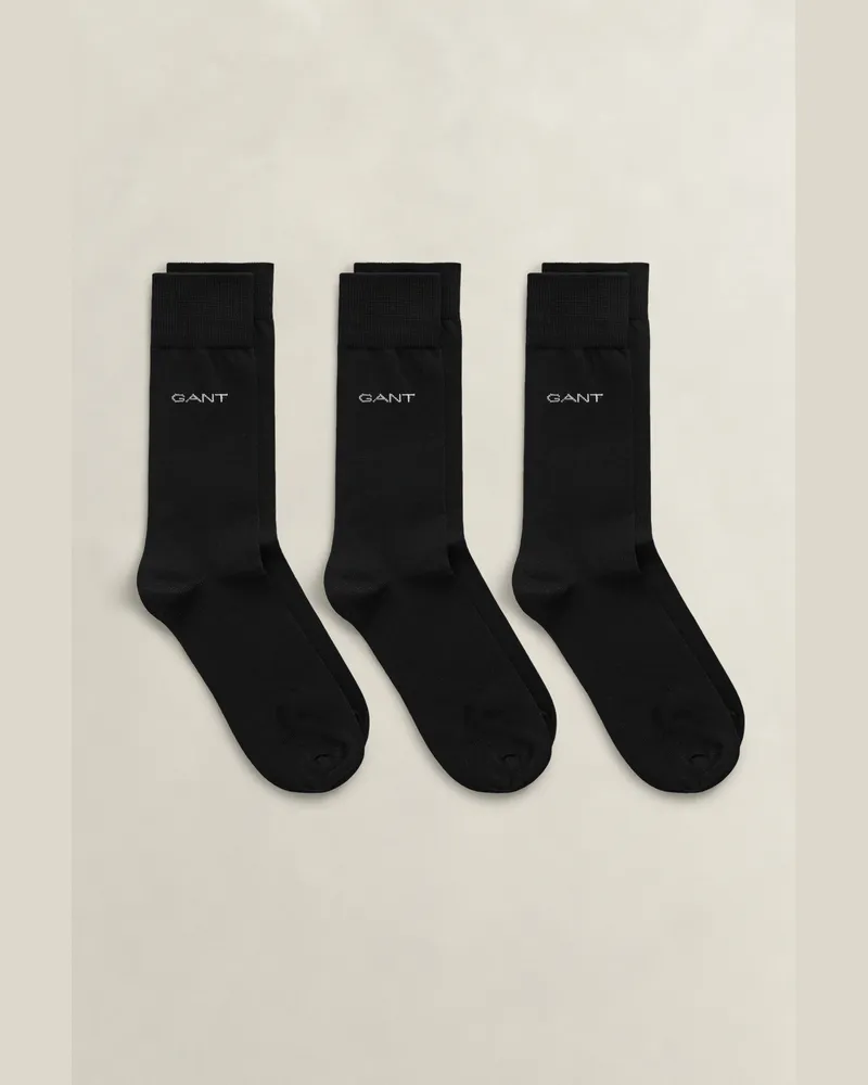 Gant Herren 3er-Pack Socken aus mercerisierter Baumwolle Schwarz Schwarz