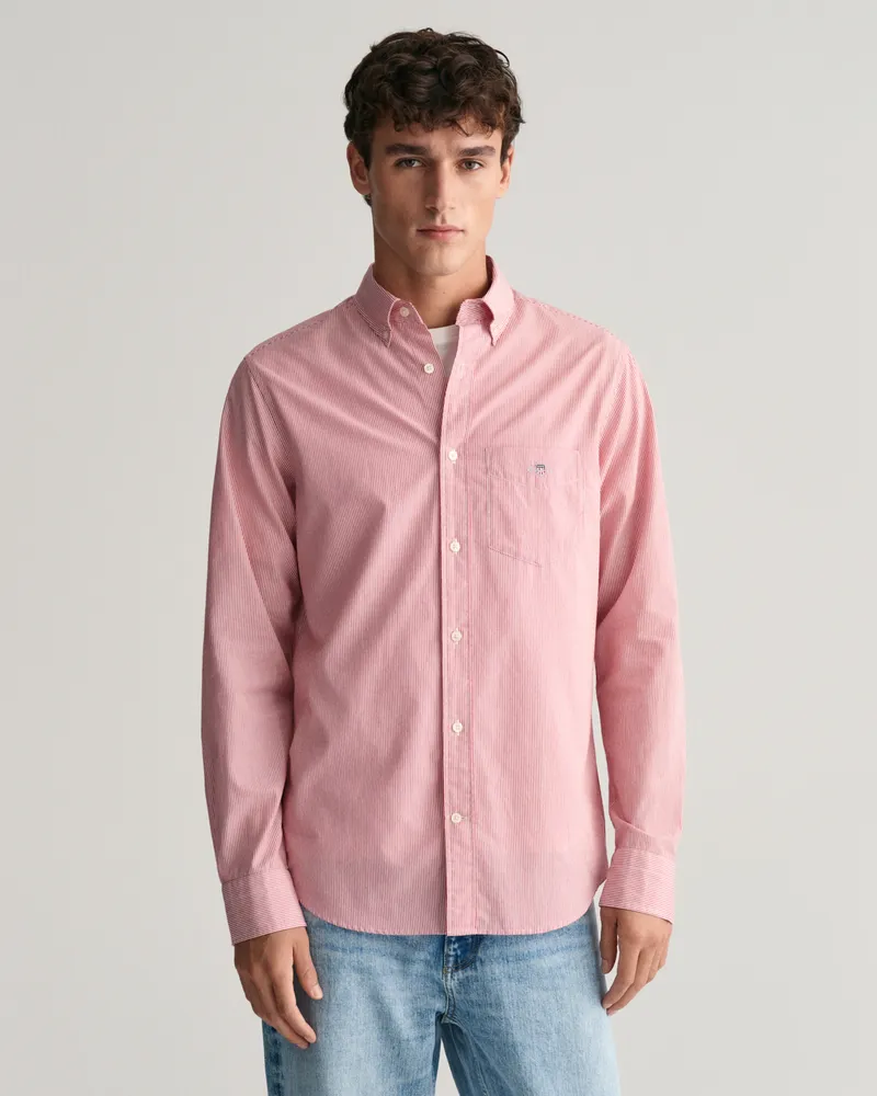 Gant Herren Regular Fit Popeline Hemd mit Banker-Streifen 