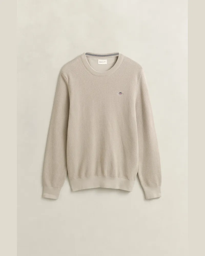 Gant Herren Rundhalspullover aus strukturierter Baumwolle CLAY BEIGE Clay