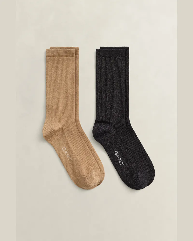 Gant Damen Zweierpack Metallic-Socken in Geschenkbox WARM KHAKI Warm