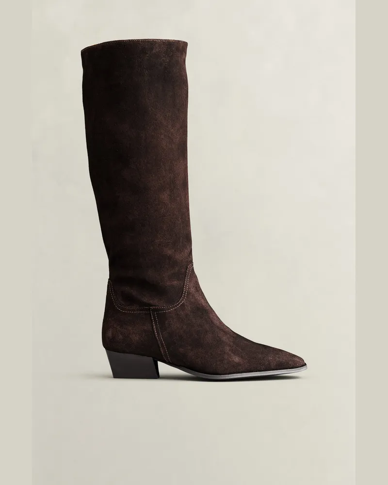 Gant Damen Bassotte Hoher Stiefel aus Veloursleder WEATHERot Braun Weatherot