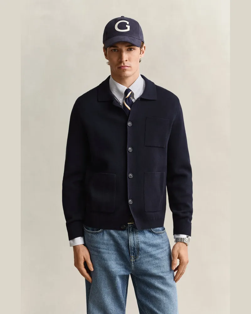 Gant Herren Milano Knit Strickjacke EVENING Blau Evening