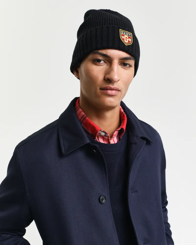 Gant Herren Woll Beanie mit Badge 