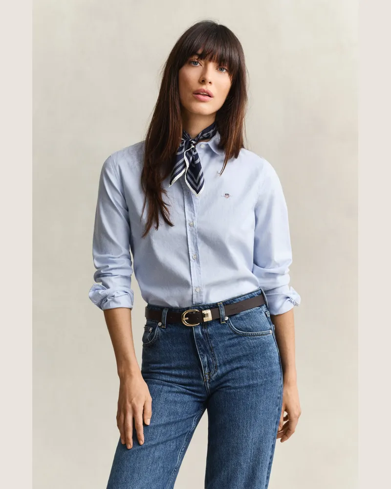 Gant Damen Classic Slim Fit Oxford-Bluse mit Stretch LIGHT Blau Light
