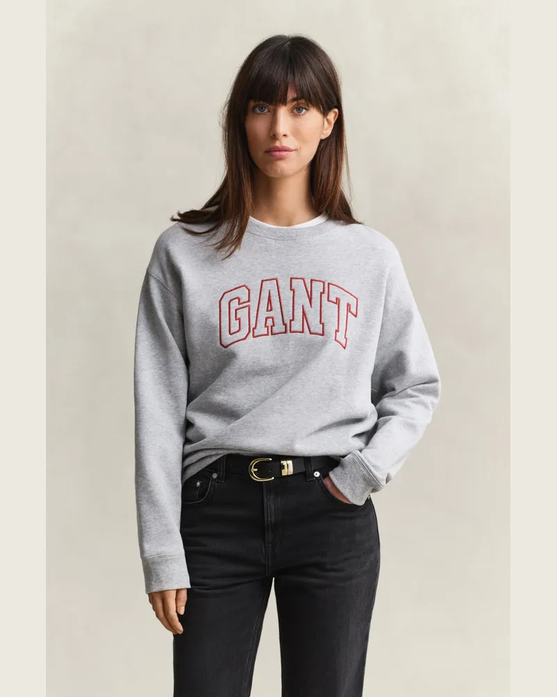 Gant Damen Graphic Sweatshirt LIGHT Grau MELANGE Light