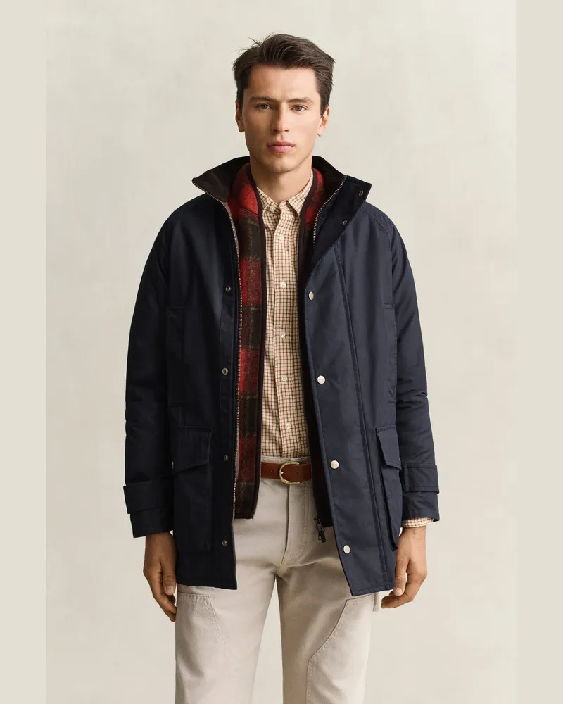 Gant Herren Gewachste Double Decker Jacke EVENING Blau Evening