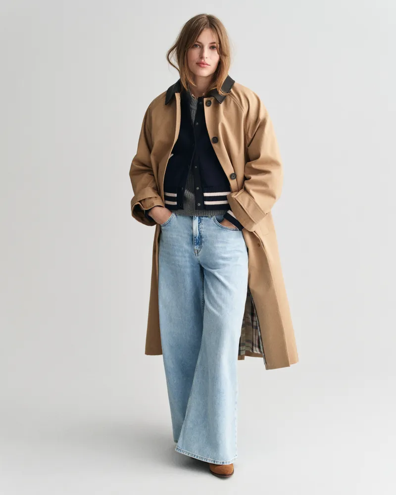 Gant Damen Kurzmantel mit Lederkragen 