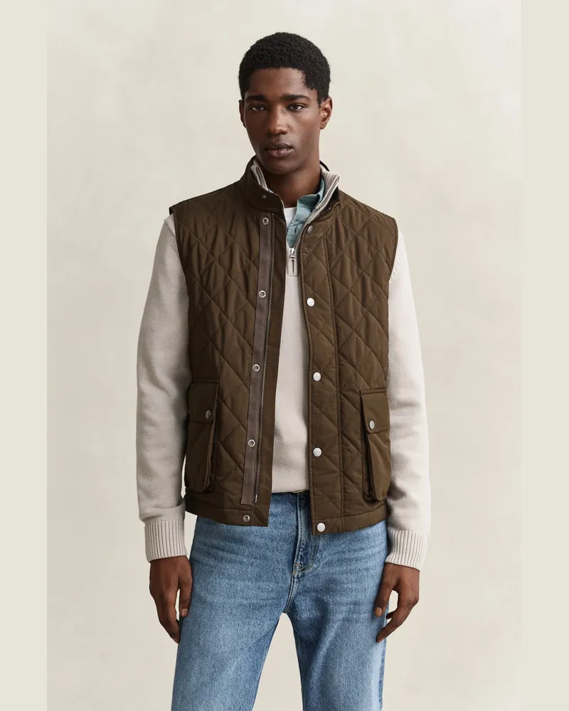 Gant Herren Steppweste Schwarz Braun Schwarz