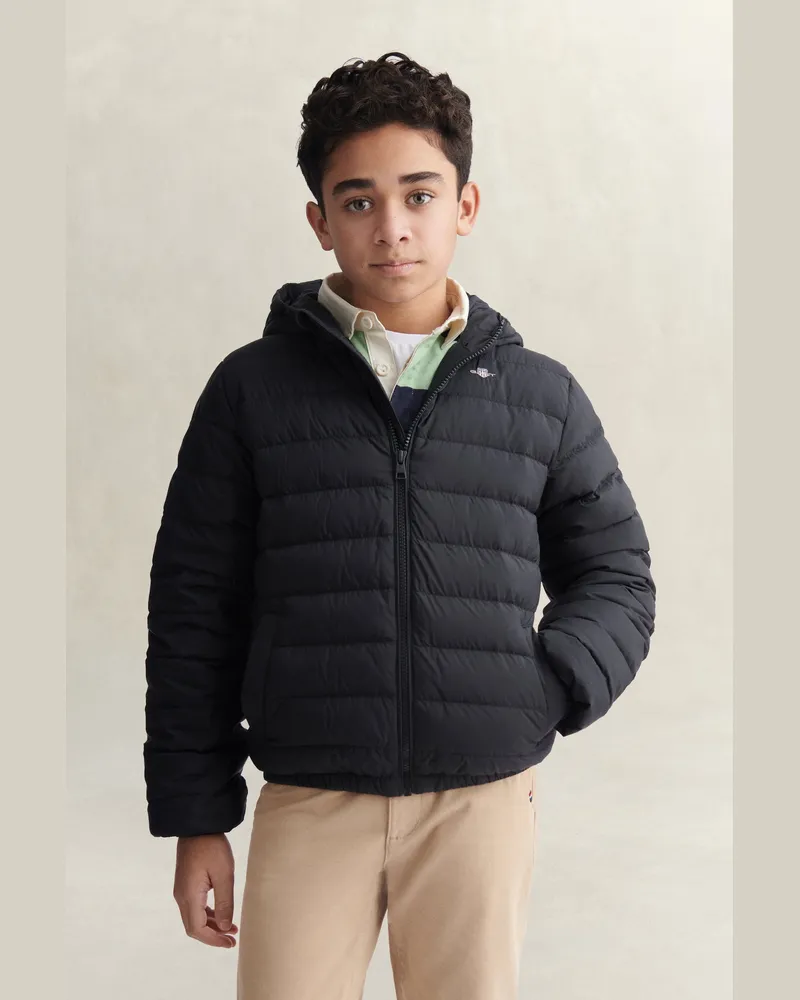 Gant Teenager Leichte Teen Boys Daunenjacke mit Kapuze Schwarz Schwarz