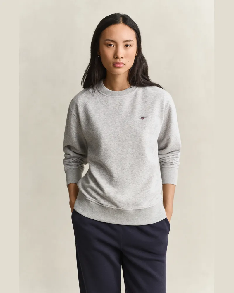 Gant Damen Shield Sweatshirt LIGHT Grau MELANGE Light