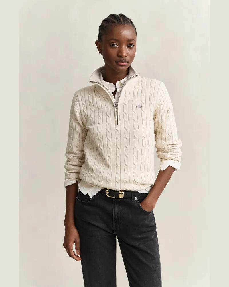 Gant Damen Zopfstrick-Troyer mit Stretch FADED BEIGE Faded