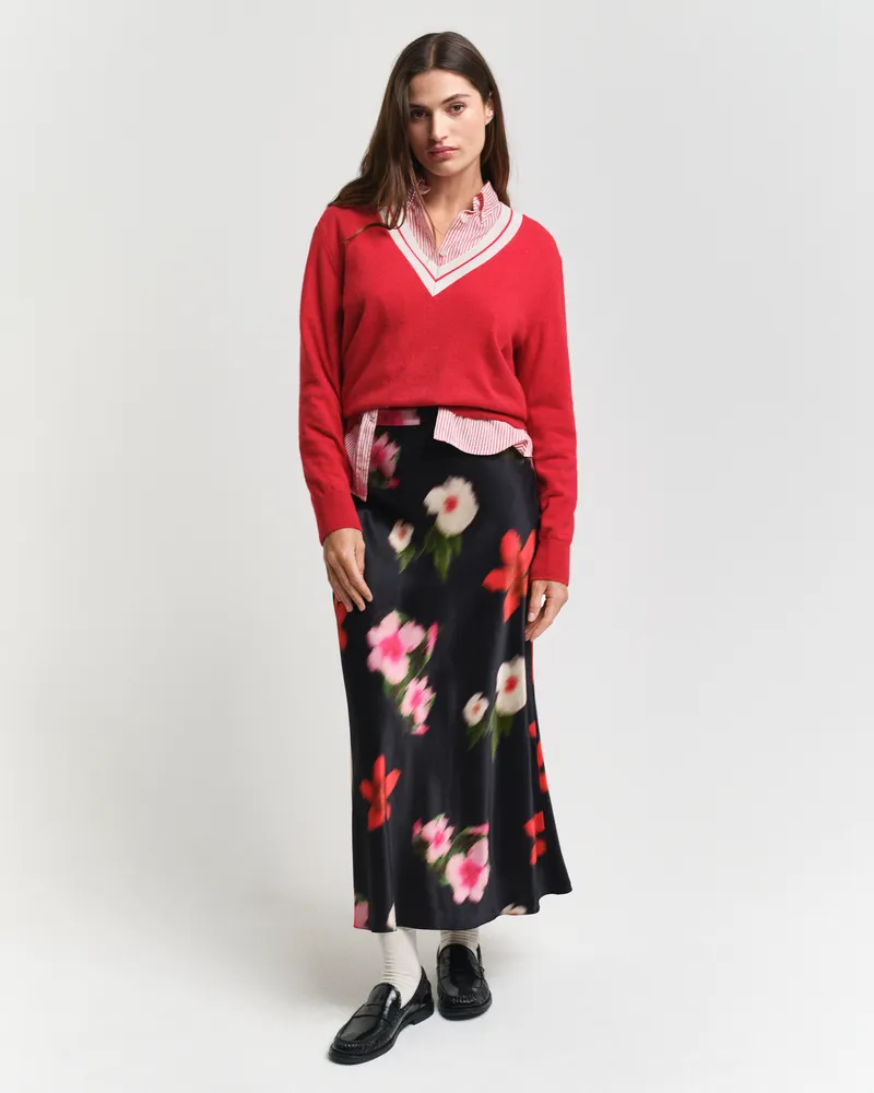 Gant Damen A-Linien-Midirock mit Blumen-Print 