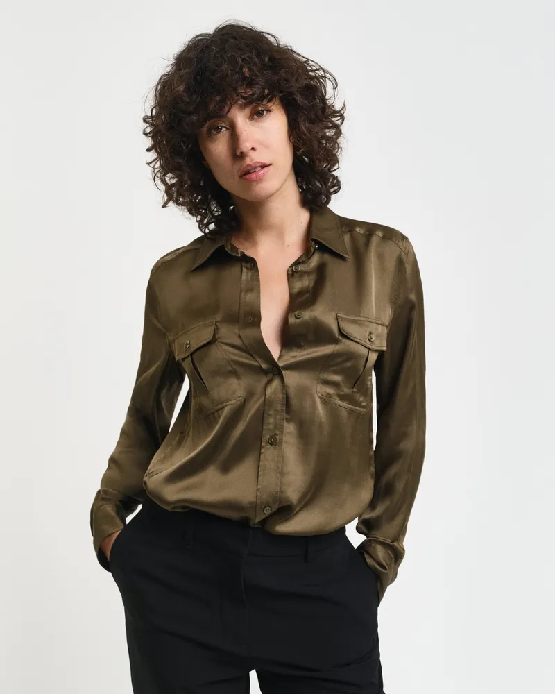 Gant Damen Regular Fit Bluse mit Tasche 