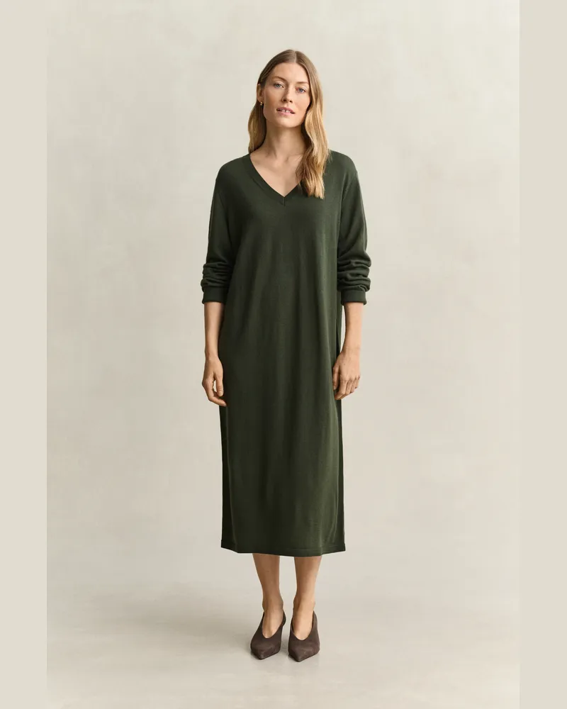 Gant Damen Kleid aus extrafeiner Merinowolle MOSSY Grün Mossy