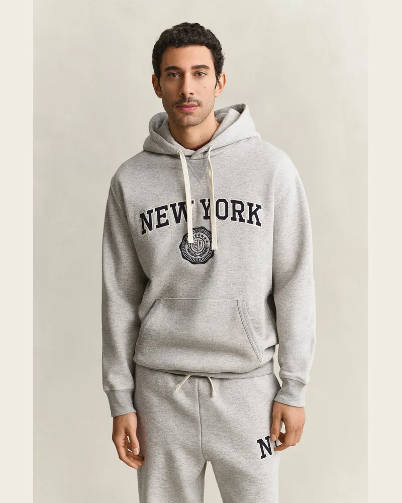 Gant Herren Graphic Hoodie Grau MELANGE Grau