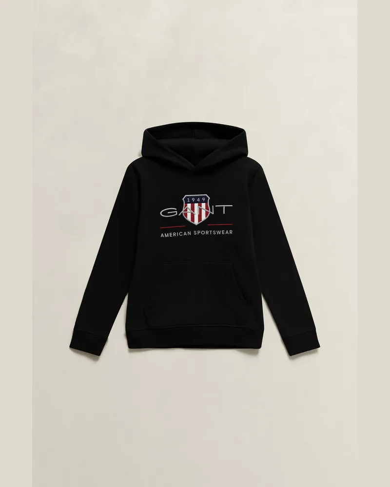 Gant Teenager Archive Shield Hoodie Schwarz Schwarz