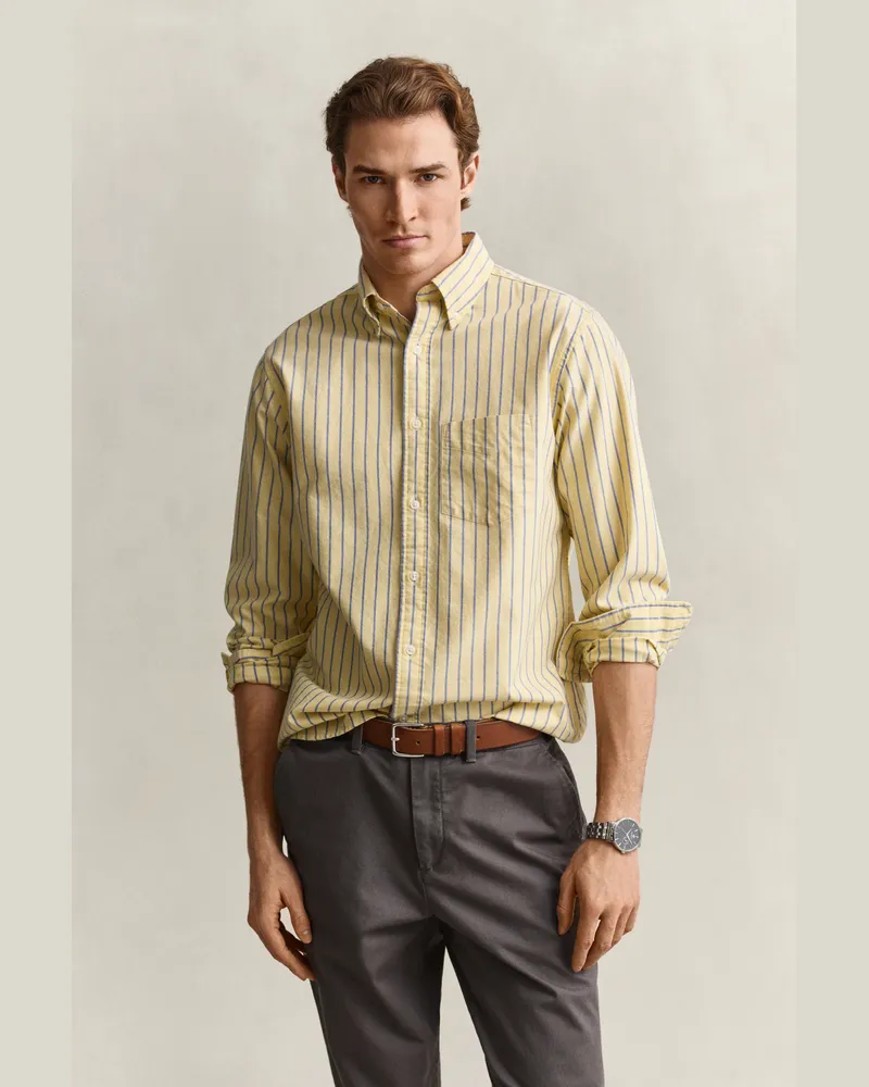 Gant Herren Classic Oxford-Hemd mit Streifen MILD Gelb Mild