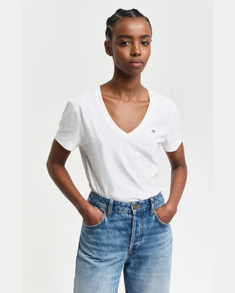 Gant Damen Shield V-Neck T-Shirt 