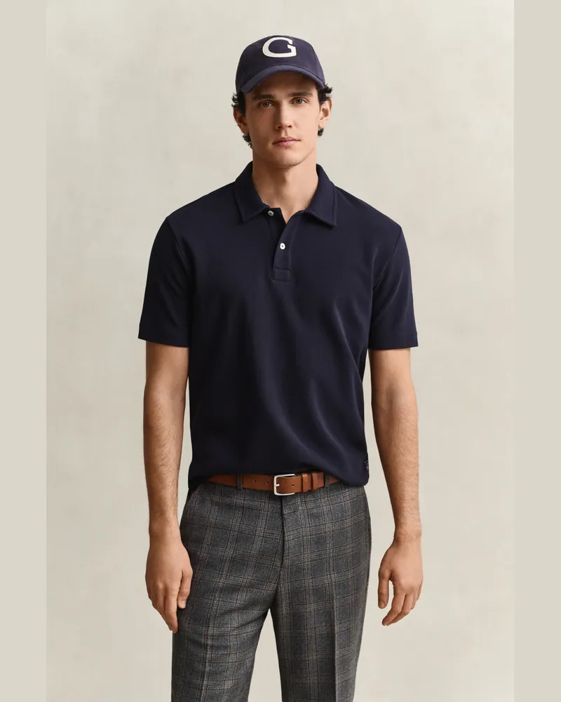 Gant Herren Poloshirt mit Waffelstruktur EVENING Blau Evening
