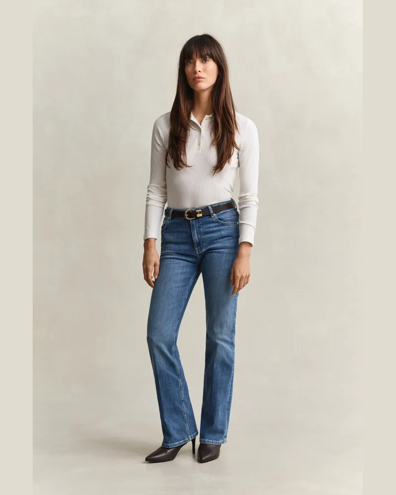 Gant Damen Ausgestellte Slim Fit Stretch-Jeans MID Blau BROKEN IN Mid