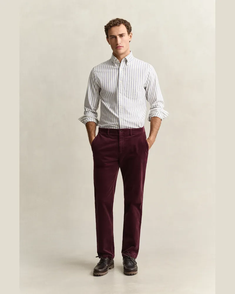 Gant Herren Regular Fit Cord Chinohose DARKENED WINE Darkened