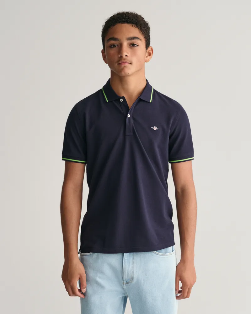 Gant Teens Teens Piqué Poloshirt mit Randstreifen 