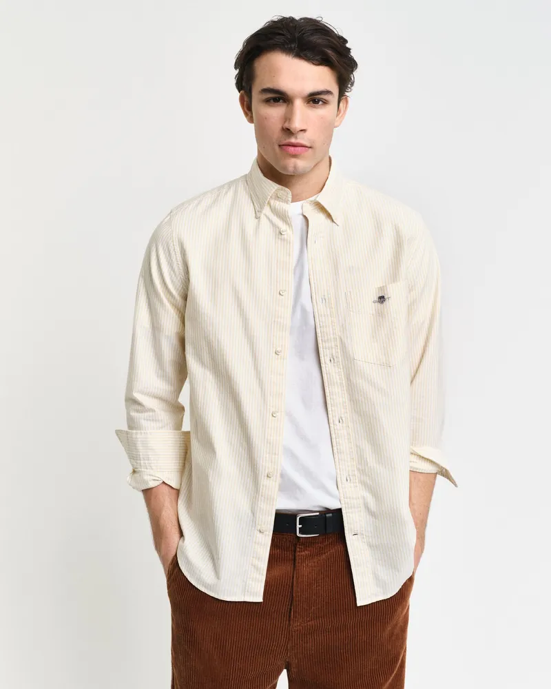 Gant Herren Regular Fit Classic Oxford-Hemd mit Banker-Streifen 