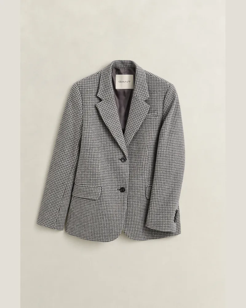 Gant Damen Houndstooth Blazer DARK Grau MELANGE Dark