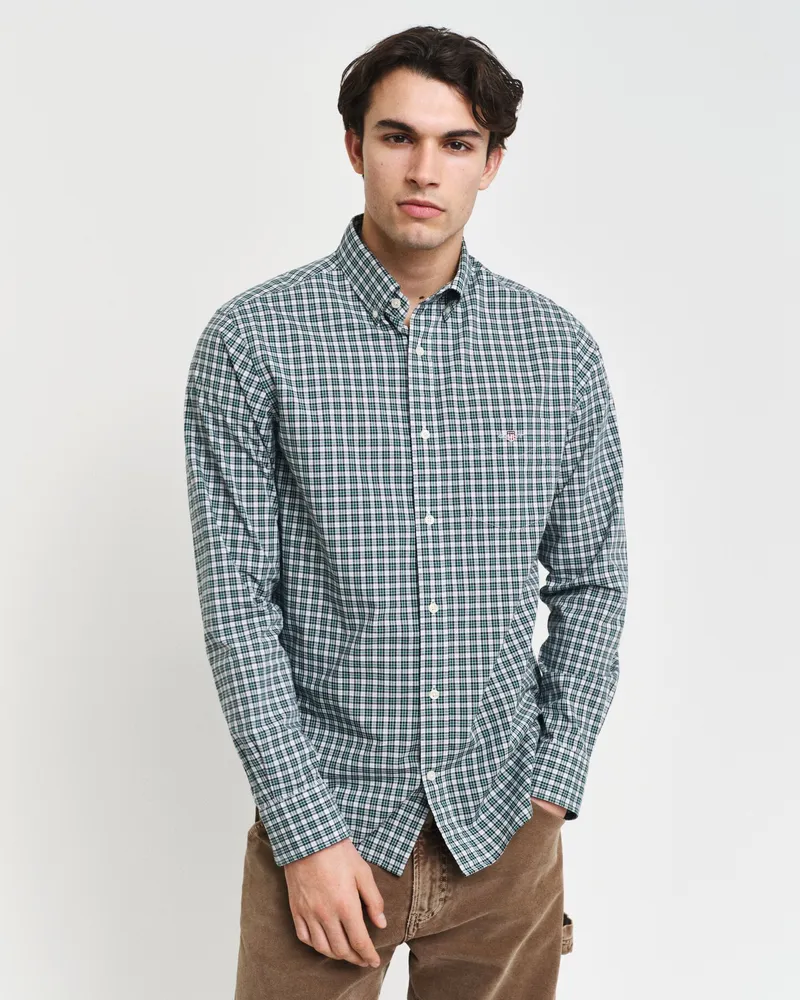 Gant Herren Regular Fit Popeline Hemd mit kleinem Karomuster 