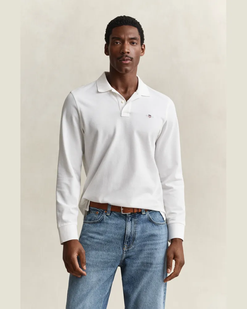 Gant Herren Shield Piqué Rugger Weiß Weiß