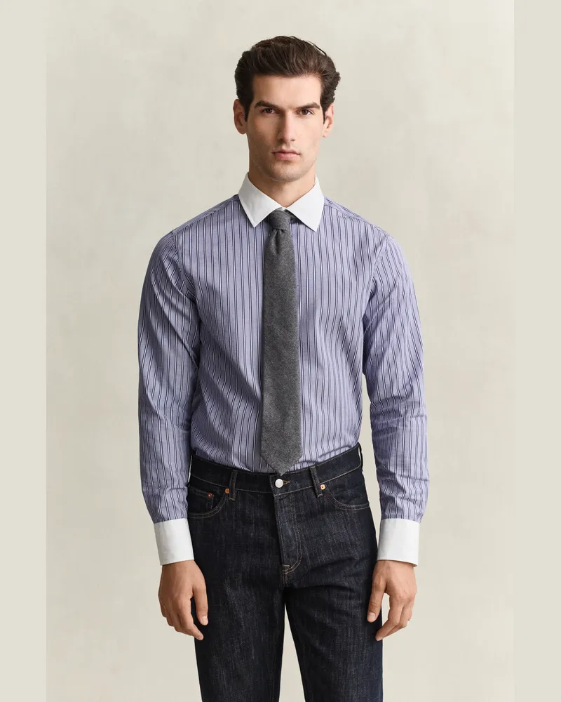 Gant Herren Hemd mit Fil-à-Fil-Streifen PERSIAN Blau Persian