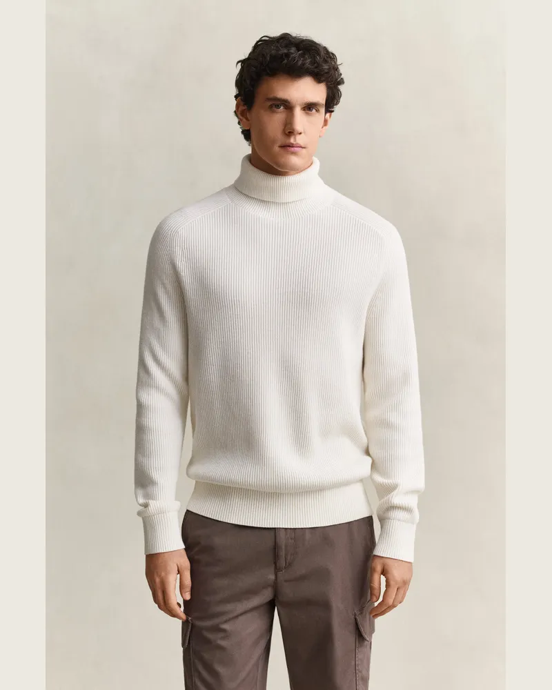 Gant Herren Rollkragenpullover aus Baumwoll-Merinowoll-Mix CREAM Cream