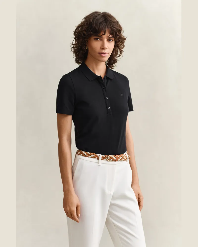 Gant Damen Poloshirt Schwarz Schwarz