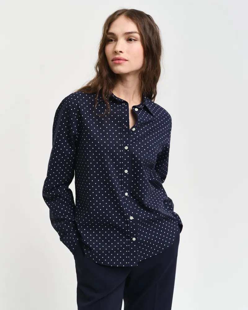 Gant Damen Regular Fit Bluse aus Baumwoll-Voile mit Punktemuster 