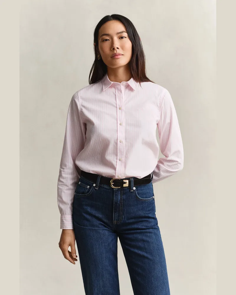 Gant Damen Popeline-Bluse im Regular Fit mit Streifen LIGHT Rosa Light
