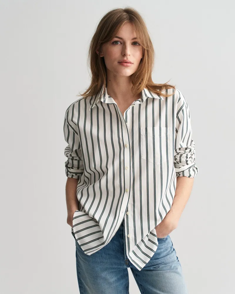 Gant Damen Regular Fit Classic Popeline Bluse mit Streifen 