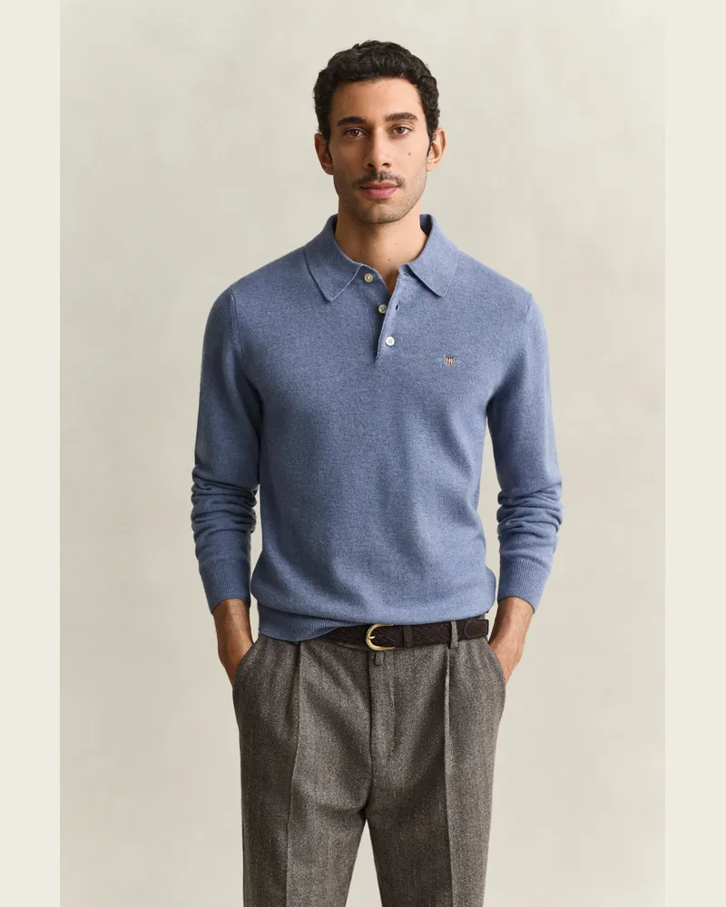 Gant Herren Superfine Lambswool Polopullover Blau HORIZON Blau